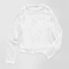 Thereabouts Little & Big Kid Girls Round Neck Long Sleeve T-shirt In White