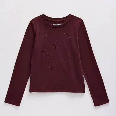 Thereabouts Little & Big Kid Girls Round Neck Long Sleeve T-shirt In Red