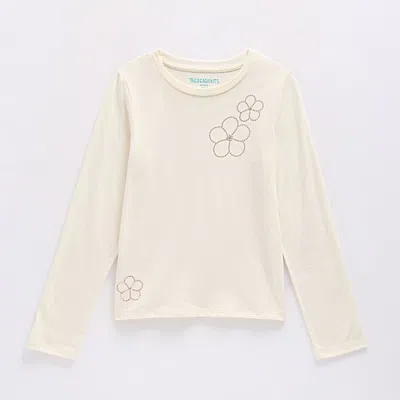 Thereabouts Little & Big Kid Girls Round Neck Long Sleeve T-shirt In White