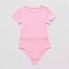 Thereabouts Little & Big Kid Girls Round Neck Short Sleeve Adaptive Bodysuit In Pink