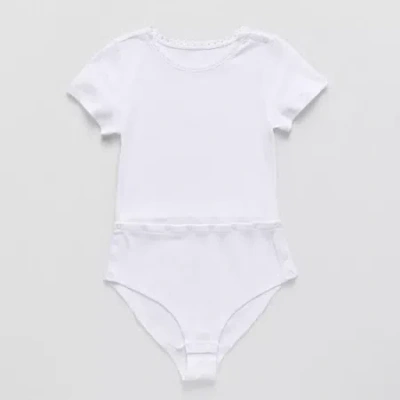 Thereabouts Little & Big Kid Girls Round Neck Short Sleeve Adaptive Bodysuit In White