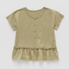 Thereabouts Little & Big Kid Girls Round Neck Short Sleeve Peplum Top In Brown