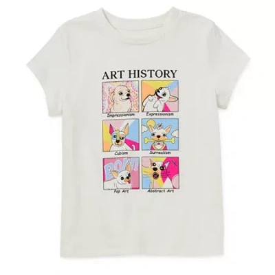 Thereabouts Little & Big Kid Girls Round Neck Short Sleeve Regular Fit Graphic T-shirt In White