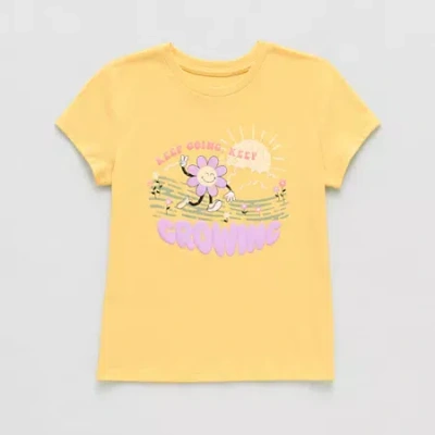 Thereabouts Little & Big Kid Girls Round Neck Short Sleeve Regular Fit Graphic T-shirt In Yellow