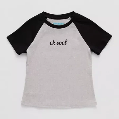 Thereabouts Little & Big Kid Girls Round Neck Short Sleeve T-shirt In Black