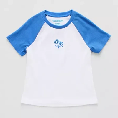 Thereabouts Little & Big Kid Girls Round Neck Short Sleeve T-shirt In Blue