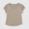 Thereabouts Little & Big Kid Girls Round Neck Short Sleeve T-shirt In Gray