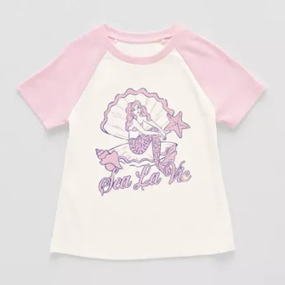Thereabouts Little & Big Kid Girls Round Neck Short Sleeve T-shirt In Pink