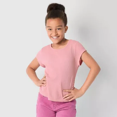 Thereabouts Little & Big Kid Girls Round Neck Short Sleeve T-shirt In Pink