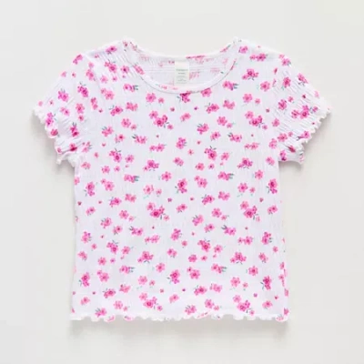 Thereabouts Little & Big Kid Girls Round Neck Short Sleeve T-shirt In Pink