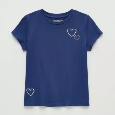 Thereabouts Little & Big Kid Girls Round Neck Short Sleeve T-shirt In Blue