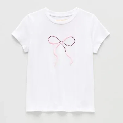 Thereabouts Little & Big Kid Girls Round Neck Short Sleeve T-shirt In White