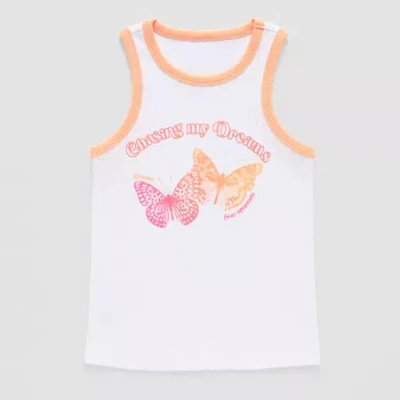 Thereabouts Little & Big Kid Girls Round Neck Sleeveless Tank Top In White
