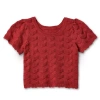 Thereabouts Little & Big Kid Girls Scoop Neck Short Sleeve Pullover Sweater In Brown