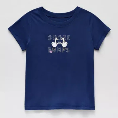 Thereabouts Little & Big Kid Girls Sensory Friendly Round Neck Short Sleeve Adaptive Regular Fit Graphic T-shirt In Blue