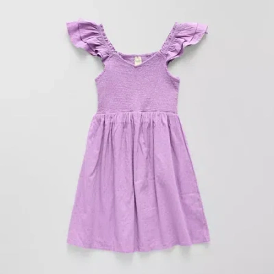 Thereabouts Little & Big Kid Girls Short Sleeve A-line Dress In Purple