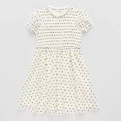 Thereabouts Little & Big Kid Girls Short Sleeve A-line Dress In White