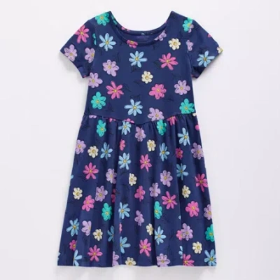 Thereabouts Little & Big Kid Girls Short Sleeve A-line Dress In Blue