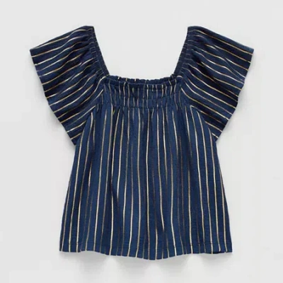Thereabouts Little & Big Kid Girls Short Sleeve Blouse In Blue