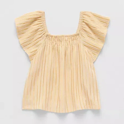 Thereabouts Little & Big Kid Girls Short Sleeve Blouse In Brown