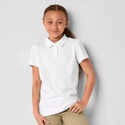 Thereabouts Little & Big Kid Girls Short Sleeve Regular Fit Polo Shirt In White