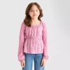 Thereabouts Little & Big Kid Girls Square Neck Long Sleeve Blouse In Pink