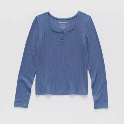 Thereabouts Little & Big Kid Girls Square Neck Long Sleeve T-shirt In Blue