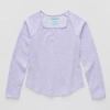 Thereabouts Little & Big Kid Girls Square Neck Long Sleeve T-shirt In Purple