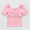 Thereabouts Little & Big Kid Girls Square Neck Short Sleeve Blouse In Pink