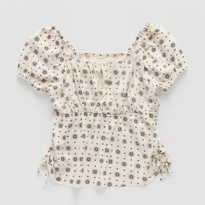 Thereabouts Little & Big Kid Girls Square Neck Short Sleeve Blouse In White