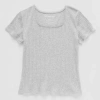 Thereabouts Little & Big Kid Girls Square Neck Short Sleeve T-shirt In Gray
