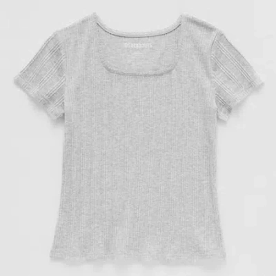 Thereabouts Little & Big Kid Girls Square Neck Short Sleeve T-shirt In Gray
