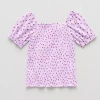 Thereabouts Little & Big Kid Girls Square Neck Short Sleeve T-shirt In Purple