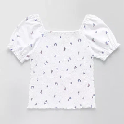 Thereabouts Little & Big Kid Girls Square Neck Short Sleeve T-shirt In White