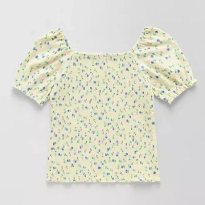 Thereabouts Little & Big Kid Girls Square Neck Short Sleeve T-shirt In Yellow