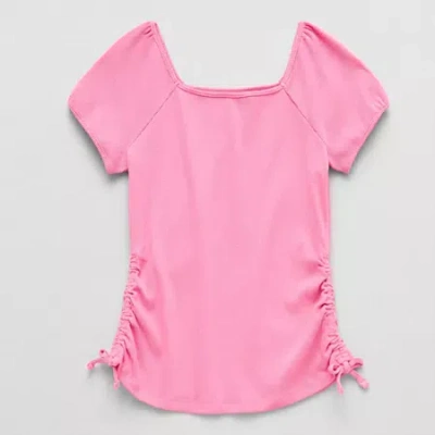 Thereabouts Little & Big Kid Girls Square Neck Short Sleeve T-shirt In Brown