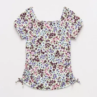 Thereabouts Little & Big Kid Girls Square Neck Short Sleeve T-shirt In Multi
