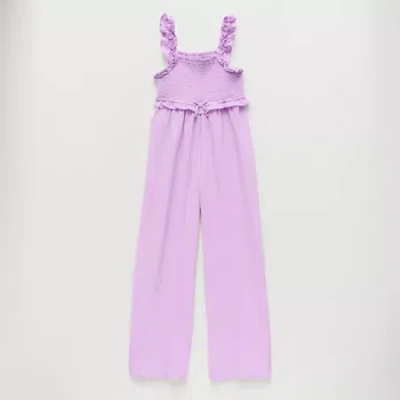 Thereabouts Little & Big Kid Girls Square Neck Sleeveless Jumpsuit In Purple