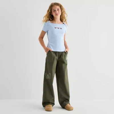 Thereabouts Little & Big Kid Girls Stretch Fabric Straight Cargo Pant In Green