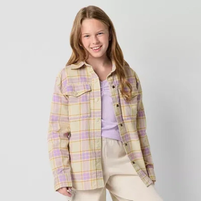 Thereabouts Little & Big Kid Girls Ultra Lightweight Shirt Jacket In Purple