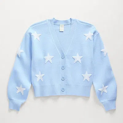 Thereabouts Little & Big Kid Girls V Neck Long Sleeve Button Cardigan In Blue