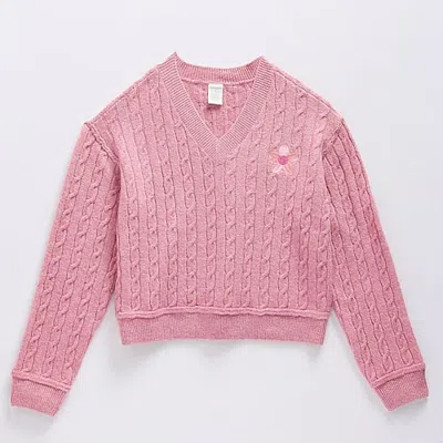 Thereabouts Little & Big Kid Girls V Neck Long Sleeve Pullover Sweater In Pink