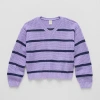 Thereabouts Little & Big Kid Girls V Neck Long Sleeve Pullover Sweater In Purple