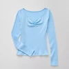 Thereabouts Little & Big Kid Girls V Neck Long Sleeve T-shirt In Blue
