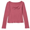 Thereabouts Little & Big Kid Girls V Neck Long Sleeve T-shirt In Red
