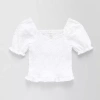Thereabouts Little & Big Kid Girls V Neck Short Sleeve Blouse In White