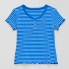 Thereabouts Little & Big Kid Girls V Neck Short Sleeve T-shirt In Blue