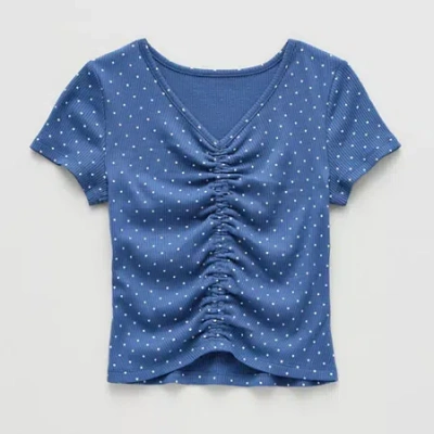 Thereabouts Little & Big Kid Girls V Neck Short Sleeve T-shirt In Blue
