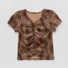 Thereabouts Little & Big Kid Girls V Neck Short Sleeve T-shirt In Brown