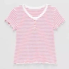 Thereabouts Little & Big Kid Girls V Neck Short Sleeve T-shirt In Red